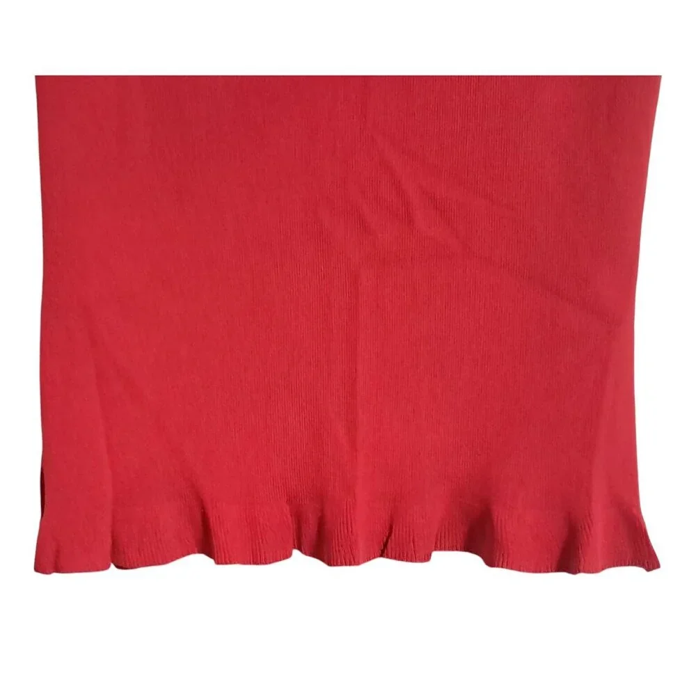 Joseph A. qu'est-ce que c'est silk Sleeveless Red Knit Top With Ruffle Hem Women - Picture 6 of 6
